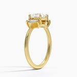 Vertical Baguette Three Stone Diamond Ring Yellow Gold 18k Princess Engagement Ring