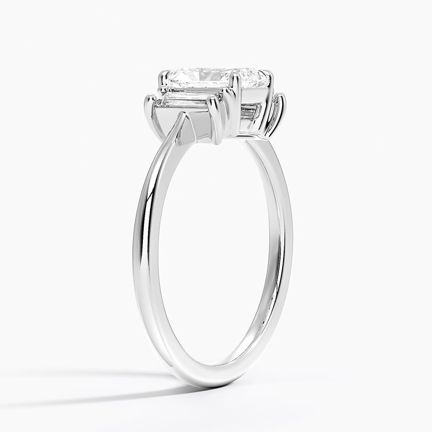 Vertical Baguette Three Stone Diamond Ring Platinum Radiant Engagement Ring