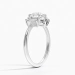 Vertical Baguette Three Stone Diamond Ring Platinum Round Engagement Ring