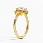Vertical Baguette Three Stone Diamond Ring Yellow Gold 18k Round Engagement Ring