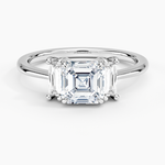 Vertical Baguette Three Stone Diamond Ring Platinum Asscher Engagement Ring
