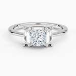 Vertical Baguette Three Stone Diamond Ring Platinum Cushion Engagement Ring