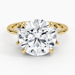 Vertical Baguette Three Stone Diamond Ring Yellow Gold 18k Round Engagement Ring