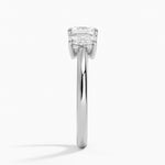 Faye Elongated Cushion Three Stone Diamond Ring Platinum Asscher Engagement Ring
