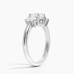 Faye Elongated Cushion Three Stone Diamond Ring Platinum Cushion Engagement Ring