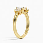 Faye Elongated Cushion Three Stone Diamond Ring Yellow Gold 18k Emerald Engagement Ring