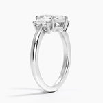 Faye Elongated Cushion Three Stone Diamond Ring Platinum Marquise Engagement Ring