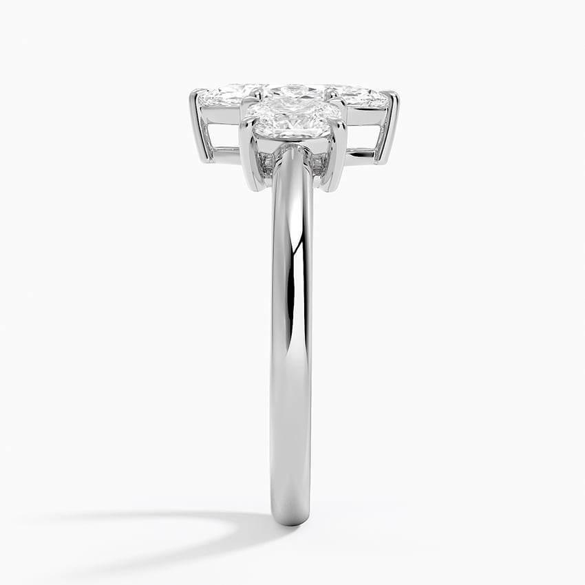 Faye Elongated Cushion Three Stone Diamond Ring Platinum Marquise Engagement Ring