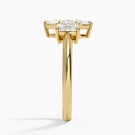 Faye Elongated Cushion Three Stone Diamond Ring Yellow Gold 18k Marquise Engagement Ring