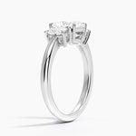 Faye Elongated Cushion Three Stone Diamond Ring Platinum Radiant Engagement Ring