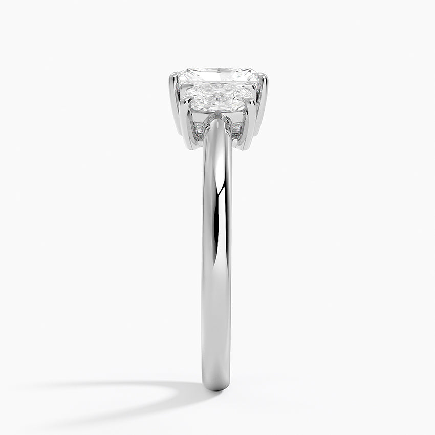 Faye Elongated Cushion Three Stone Diamond Ring Platinum Radiant Engagement Ring