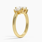 Faye Elongated Cushion Three Stone Diamond Ring Yellow Gold 18k Radiant Engagement Ring