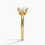 Faye Elongated Cushion Three Stone Diamond Ring Yellow Gold 18k Radiant Engagement Ring