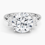 Faye Elongated Cushion Three Stone Diamond Ring Platinum Round Engagement Ring