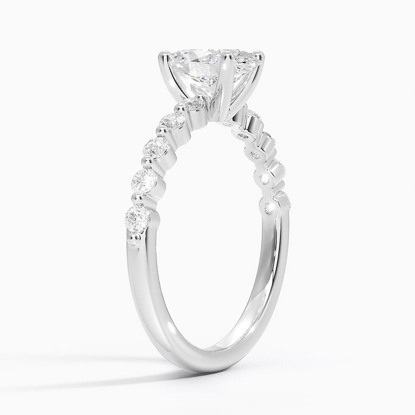 Marseille Half Coverage Diamond Ring (1/4 ct. tw.) Platinum Oval Engagement Ring