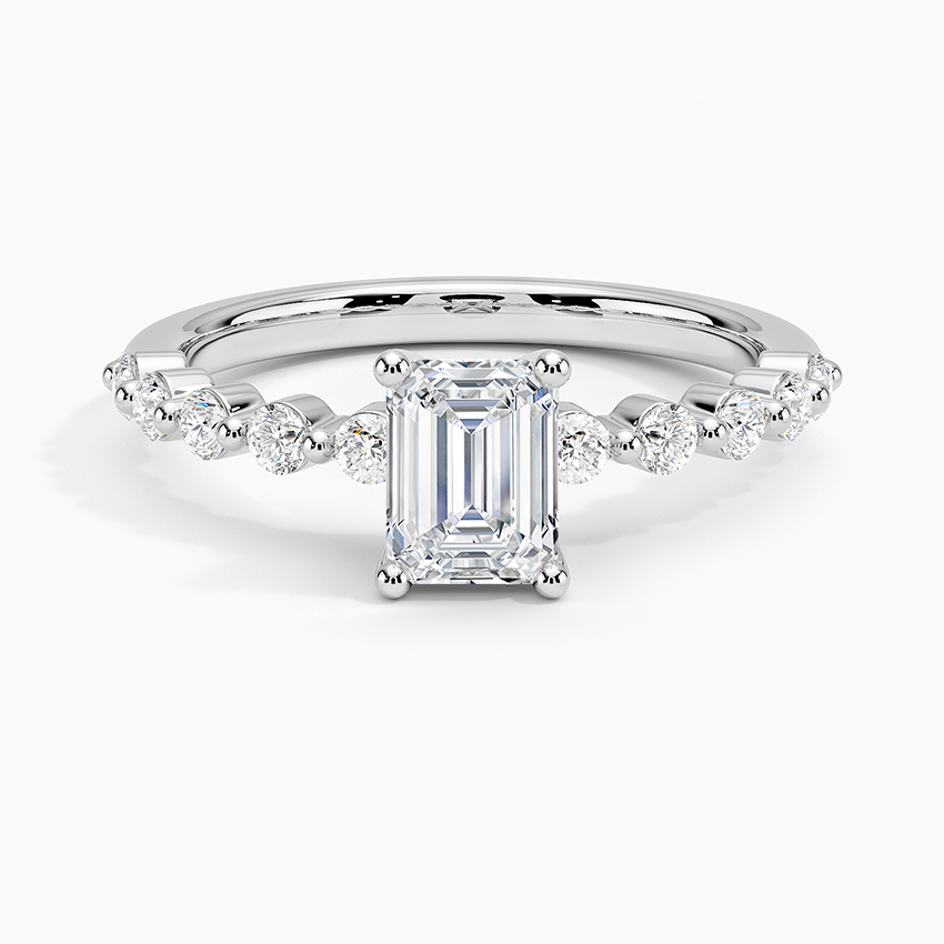 Marseille Half Coverage Diamond Ring (1/4 ct. tw.) Platinum Emerald Engagement Ring