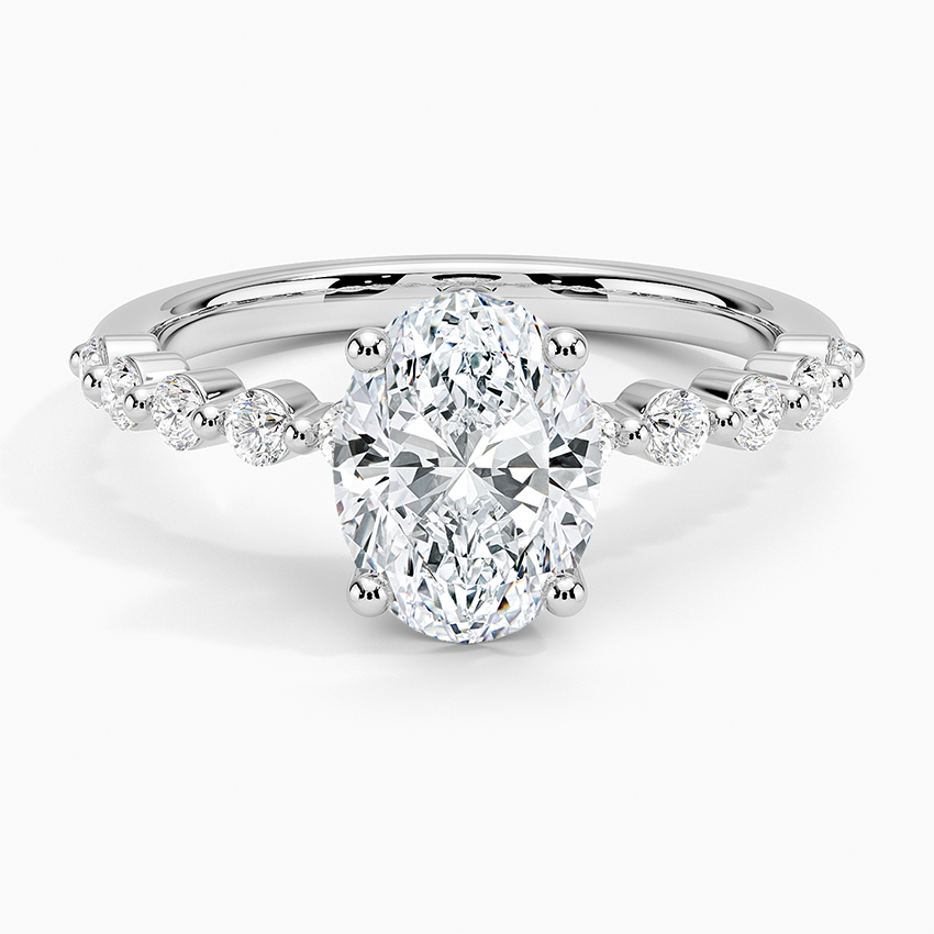 Marseille Half Coverage Diamond Ring (1/4 ct. tw.) Platinum Oval Engagement Ring