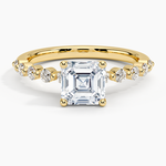 Marseille Half Coverage Diamond Ring (1/4 ct. tw.) Yellow Gold 18k Asscher Engagement Ring