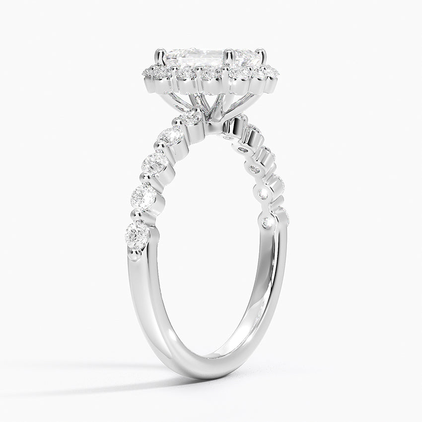 Marseille Halo Diamond Ring (1/2 ct. tw.) Platinum Emerald Engagement Ring