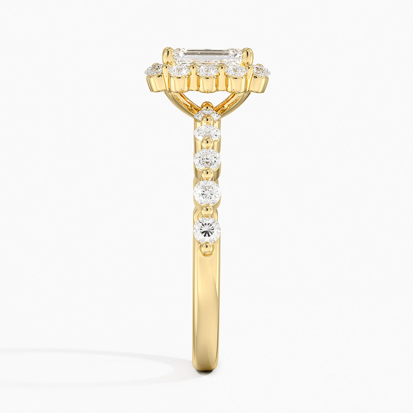 Marseille Halo Diamond Ring (1/2 ct. tw.) Yellow Gold 18k Emerald Engagement Ring