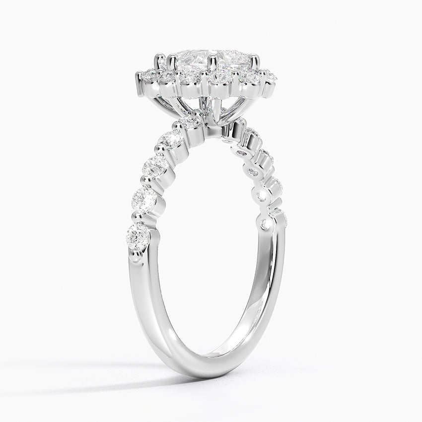 Marseille Halo Diamond Ring (1/2 ct. tw.) Platinum Pear Engagement Ring