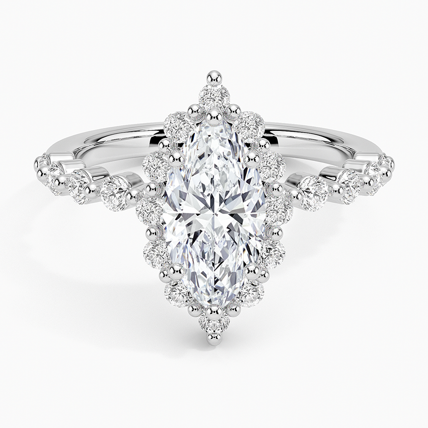 Marseille Halo Diamond Ring (1/2 ct. tw.) Platinum Marquise Engagement Ring