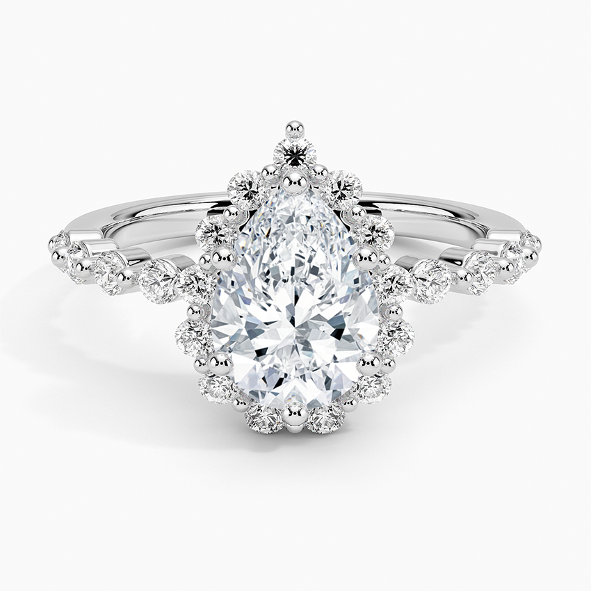 Marseille Halo Diamond Ring (1/2 ct. tw.) Platinum Pear Engagement Ring