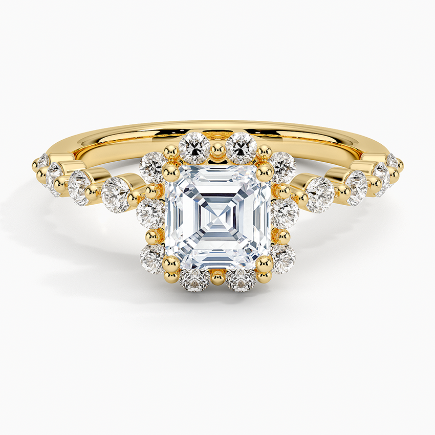 Marseille Halo Diamond Ring (1/2 ct. tw.) Yellow Gold 18k Asscher Engagement Ring