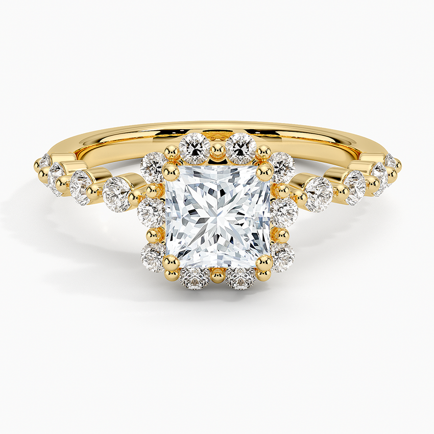 Marseille Halo Diamond Ring (1/2 ct. tw.) Yellow Gold 18k Princess Engagement Ring