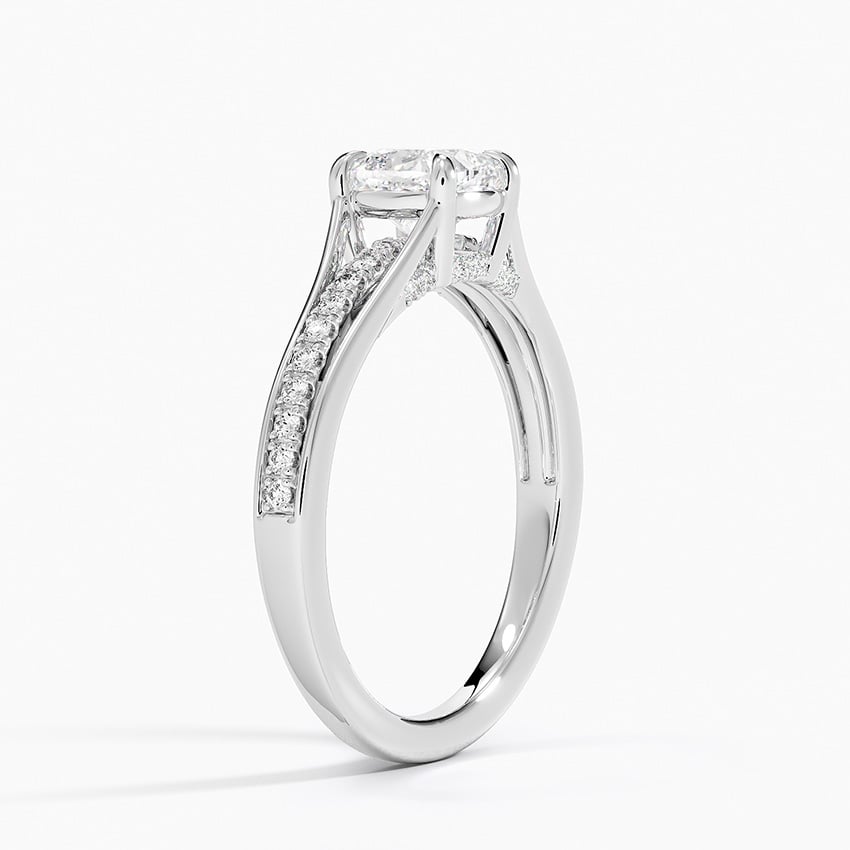 Tressa Split Shank Diamond Ring Platinum Cushion Engagement Ring