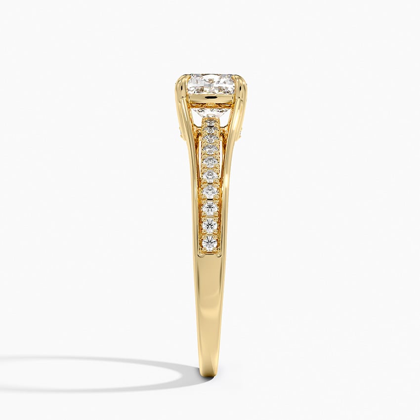Tressa Split Shank Diamond Ring Yellow Gold 18k Cushion Engagement Ring