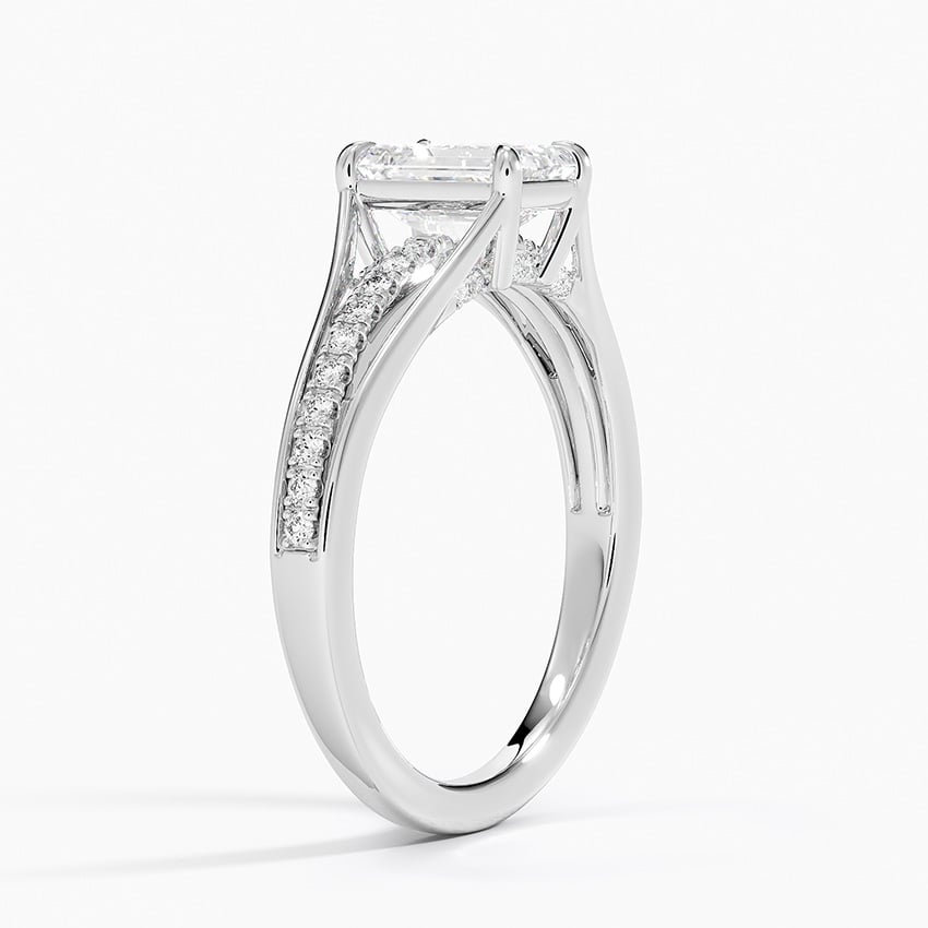 Tressa Split Shank Diamond Ring Platinum Emerald Engagement Ring