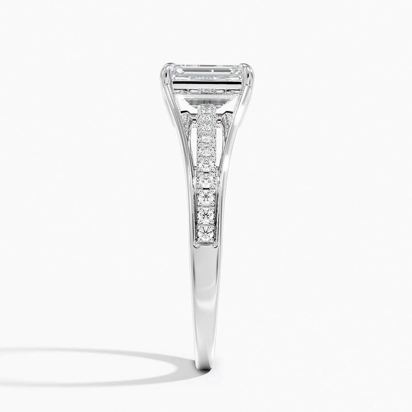 Tressa Split Shank Diamond Ring Platinum Emerald Engagement Ring