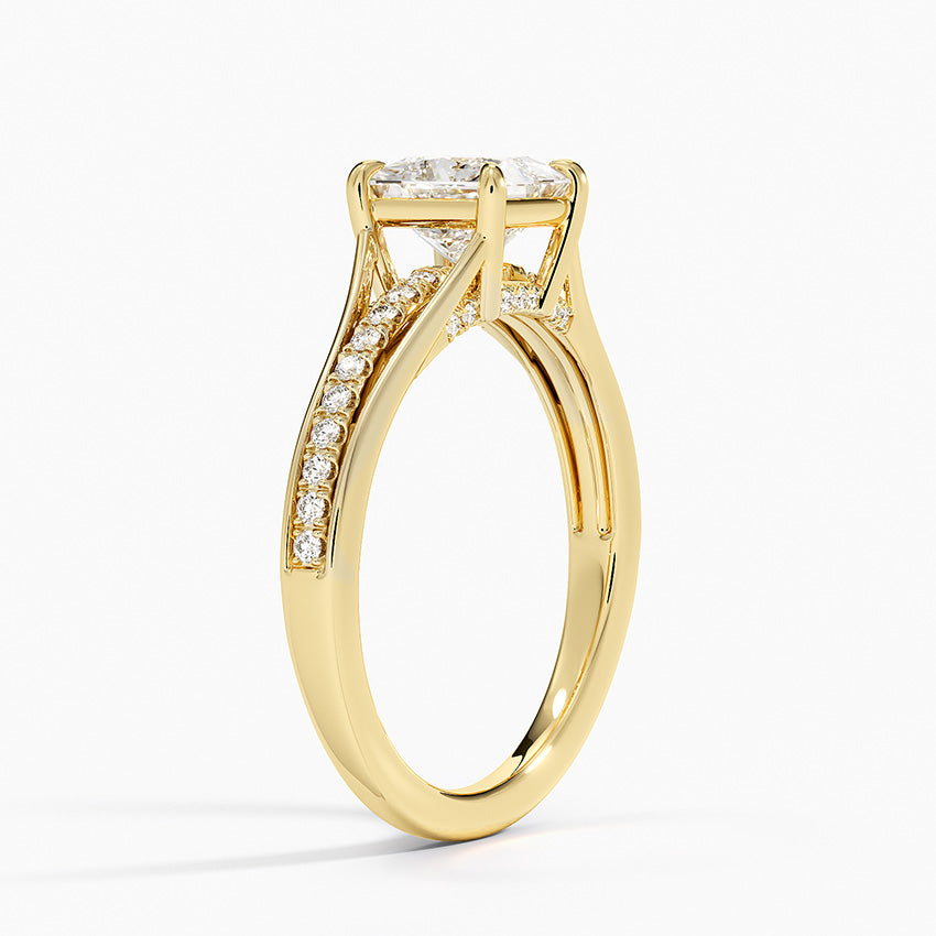 Tressa Split Shank Diamond Ring Yellow Gold 18k Princess Engagement Ring