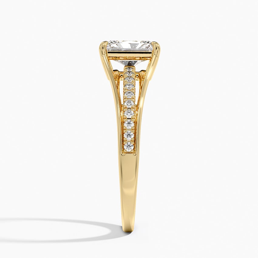 Tressa Split Shank Diamond Ring Yellow Gold 18k Radiant Engagement Ring