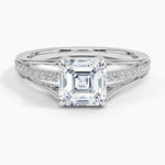 Tressa Split Shank Diamond Ring Platinum Asscher Engagement Ring