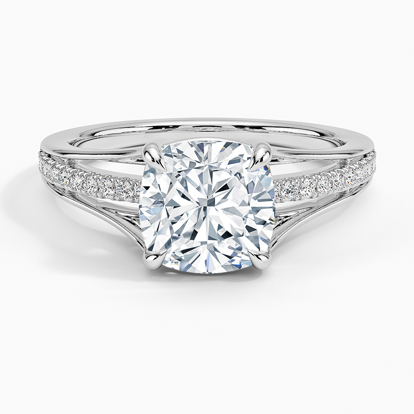 Tressa Split Shank Diamond Ring Platinum Cushion Engagement Ring
