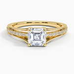 Tressa Split Shank Diamond Ring Yellow Gold 18k Asscher Engagement Ring
