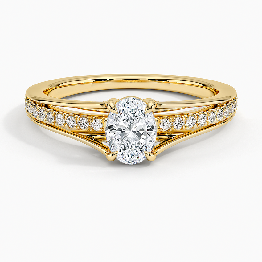Tressa Split Shank Diamond Ring Yellow Gold 18k Oval Engagement Ring