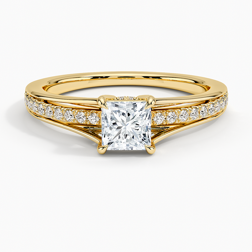 Tressa Split Shank Diamond Ring Yellow Gold 18k Princess Engagement Ring