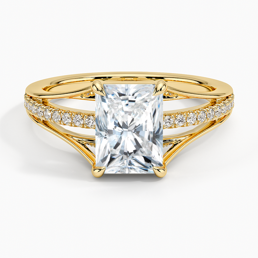 Tressa Split Shank Diamond Ring Yellow Gold 18k Radiant Engagement Ring