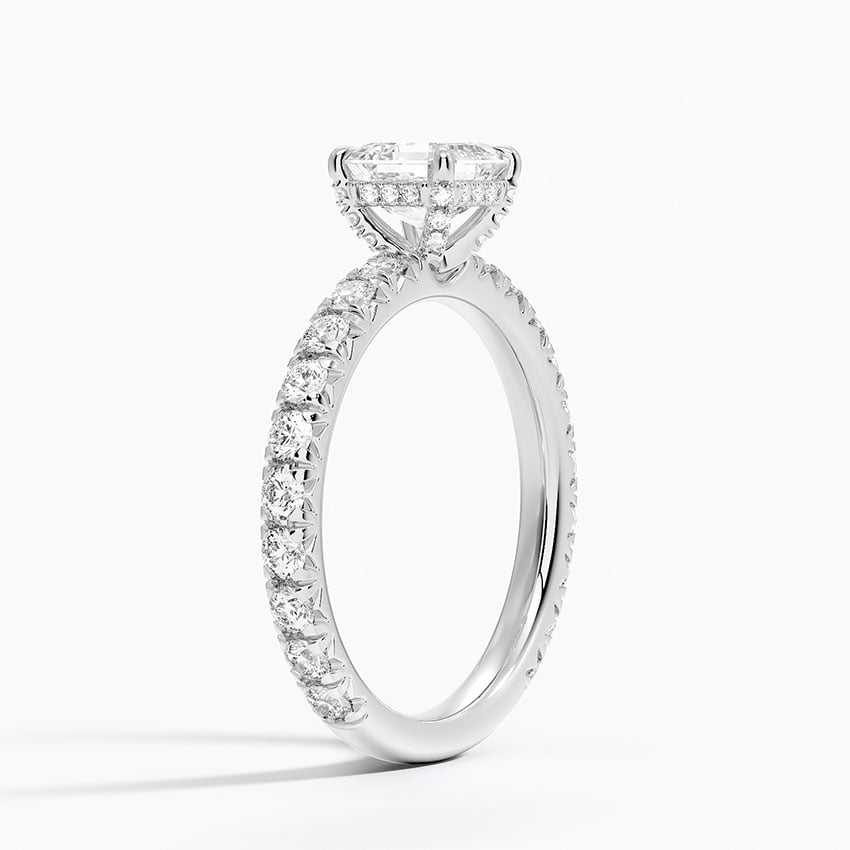 Olympia Three-Quarter Coverage Diamond Ring Platinum Asscher Engagement Ring