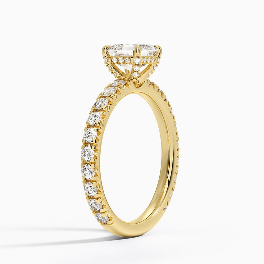 Olympia Three-Quarter Coverage Diamond Ring Yellow Gold 18k Asscher Engagement Ring