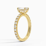 Olympia Three-Quarter Coverage Diamond Ring Yellow Gold 18k Emerald Engagement Ring