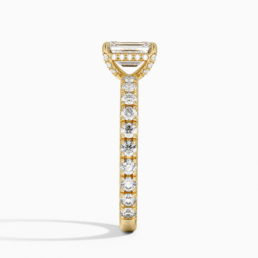 Olympia Three-Quarter Coverage Diamond Ring Yellow Gold 18k Emerald Engagement Ring