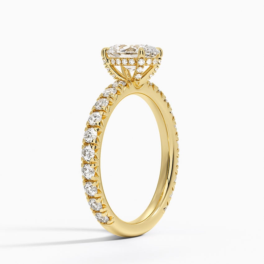Olympia Three-Quarter Coverage Diamond Ring Yellow Gold 18k Oval Engagement Ring