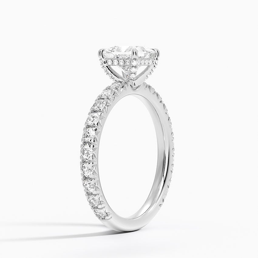 Olympia Three-Quarter Coverage Diamond Ring Platinum Princess Engagement Ring