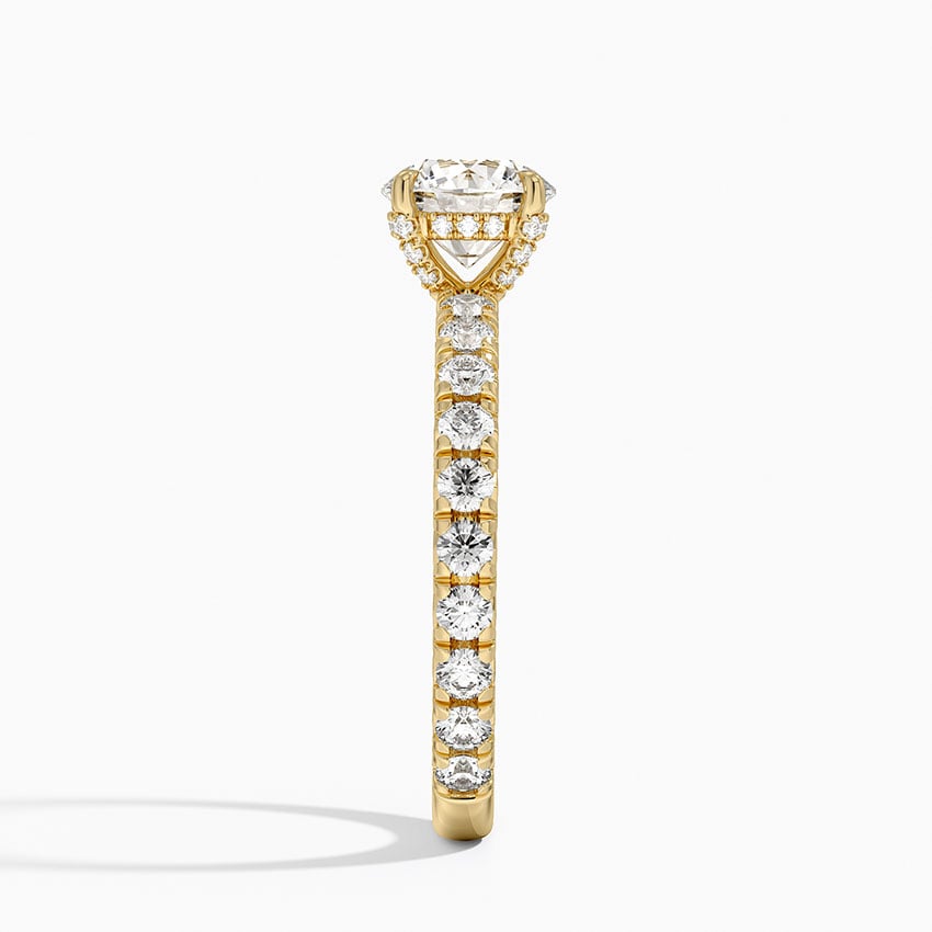 Olympia Three-Quarter Coverage Diamond Ring Yellow Gold 18k Round Engagement Ring