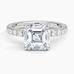 Olympia Three-Quarter Coverage Diamond Ring Platinum Asscher Engagement Ring