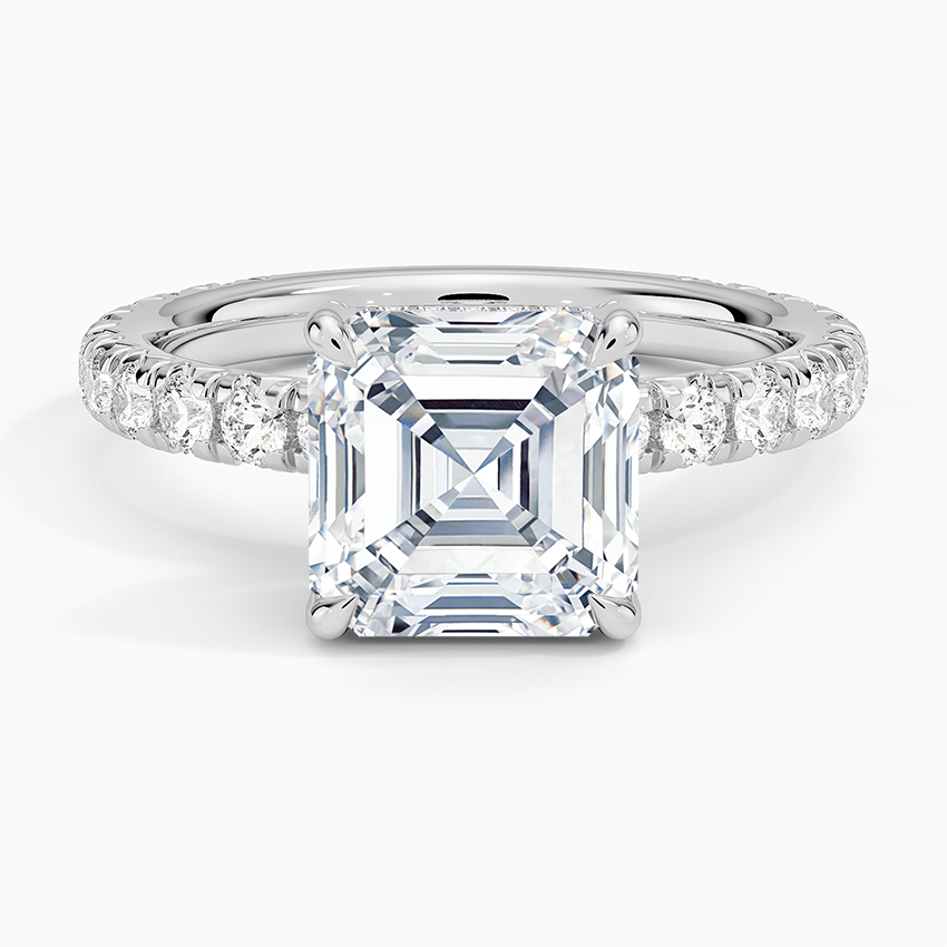 Olympia Three-Quarter Coverage Diamond Ring Platinum Asscher Engagement Ring